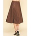 Lyka Pu Leather Tiered A-line Skirt