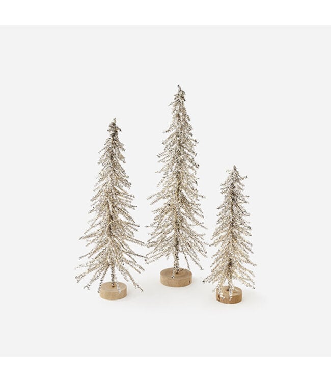 Lit Silver Tinsel Tree