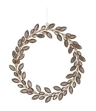 9" Glittered Rhinestone Wreath Ornament Smoke Gold