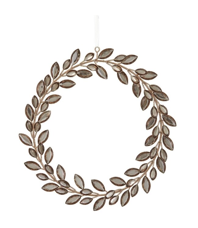 9" Glittered Rhinestone Wreath Ornament Smoke Gold