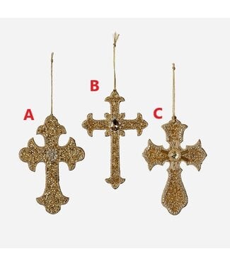 Gold Jewel Cross Ornament