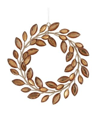 6" Glittered Rhinestone Wreath Ornament Amber Gold