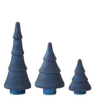 Frosted Blue Pressed Glass Christmas Trees
