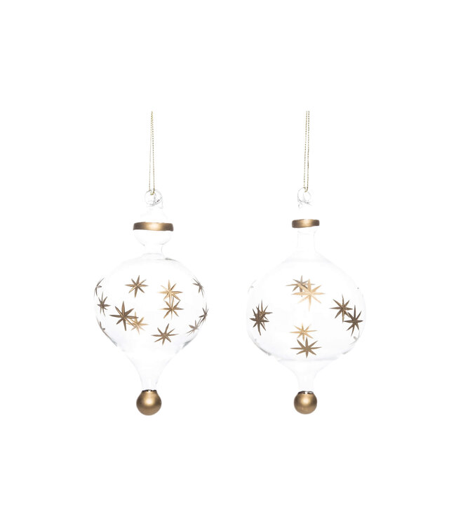 Glass Ornament with Gold Star Detail