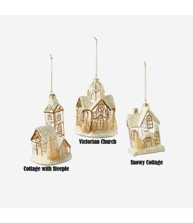 Snowy Gold House Ornament