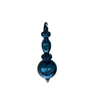 10 Inch Blue Glass Finial Ornament