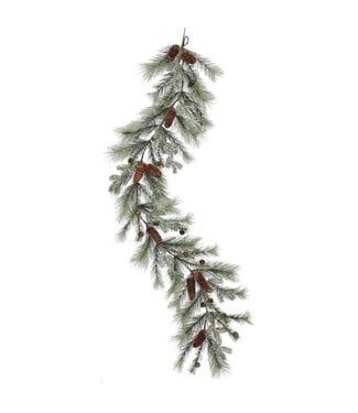 60" Glitter Pine Garland w/ Cone