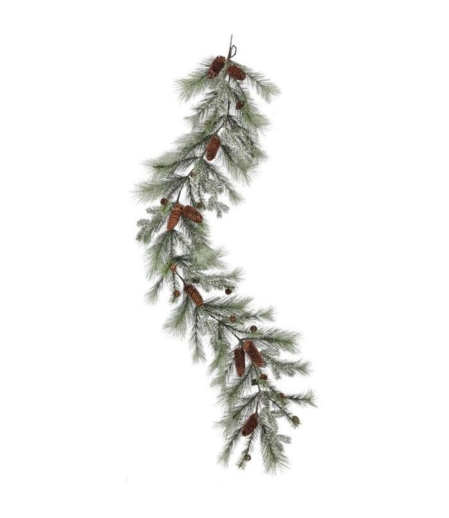 60" Glitter Pine Garland w/ Cone
