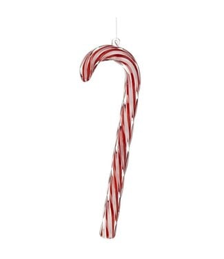 11" Glass Candy Cane Ornament