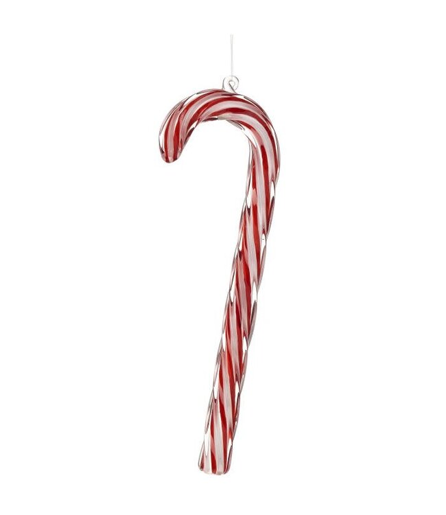 11" Glass Candy Cane Ornament