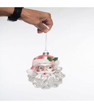 Glass Pink Santa Ornament