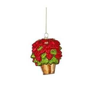 4.5" Glass Potted Poinsettia Ornament