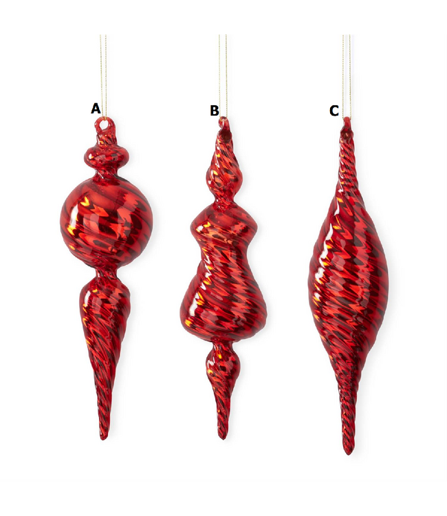 Red Glass Finial Ornaments