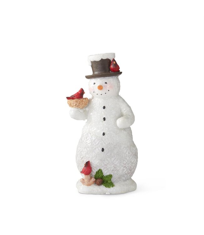 6 Inch Glittered Snowman w/Birds Ornament