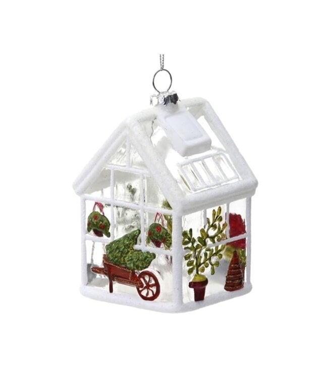 4" Glass Clear Garden Greenhouse Ornament