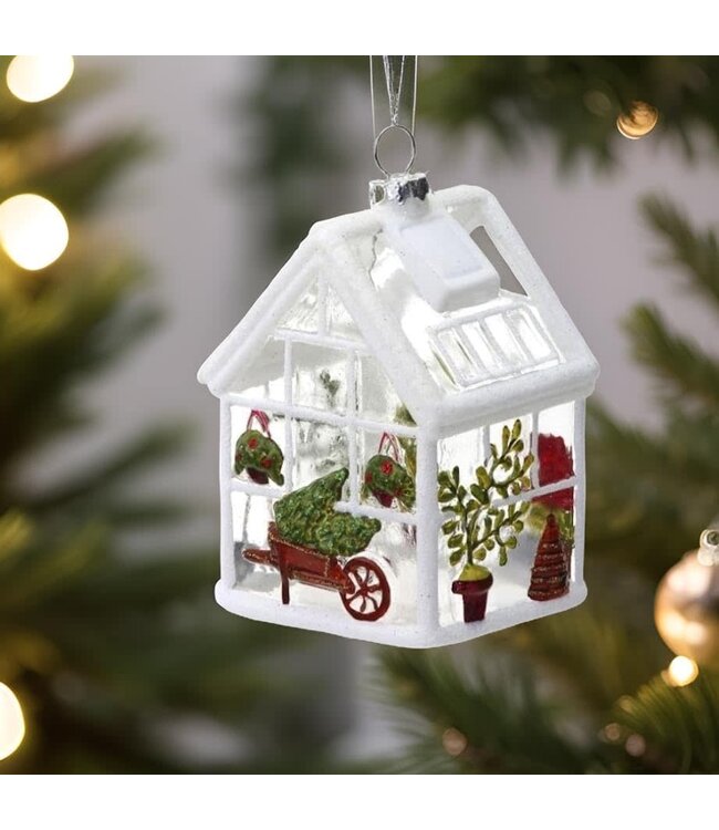 4" Glass Clear Garden Greenhouse Ornament