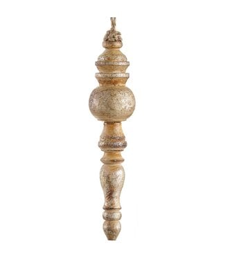 10" Wood Finial Ornament Gold Brown