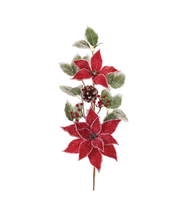 Poinsettia and Holly Spray