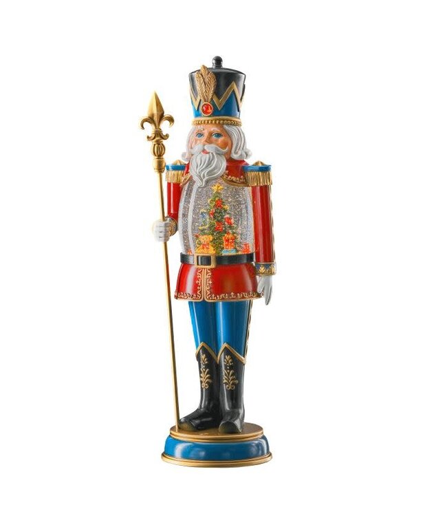 19.5" LED/Battery/Timer Nutcracker Waterglobe