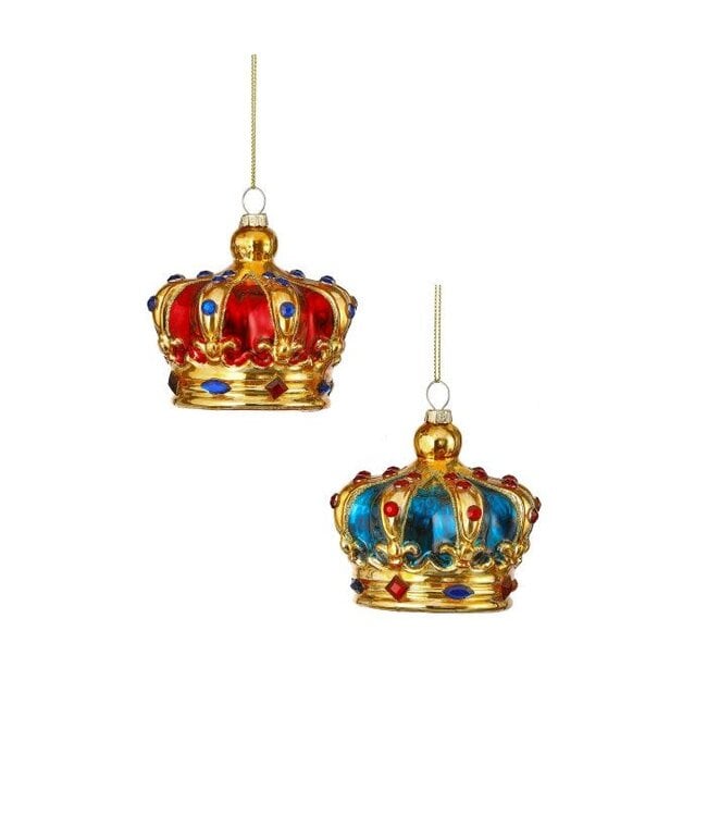 4" Glass Jewel Crown Ornament - Sold Individually