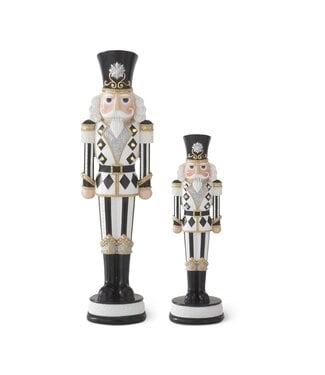 Black & White Harlequin Check LED Nutcrackers