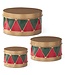 Red & Green Harlequin Metal Drum Container - Sold Individually