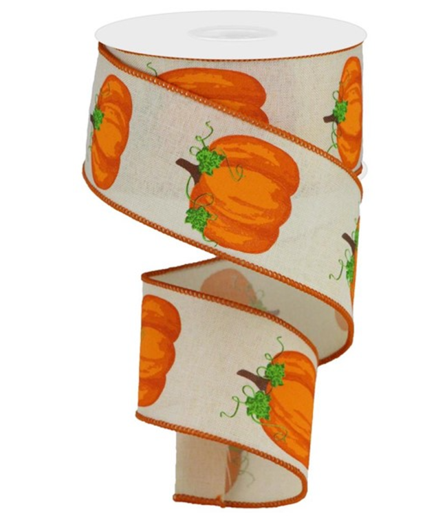 2.5"X10yd Pumpkins W/Leaves On Royal
