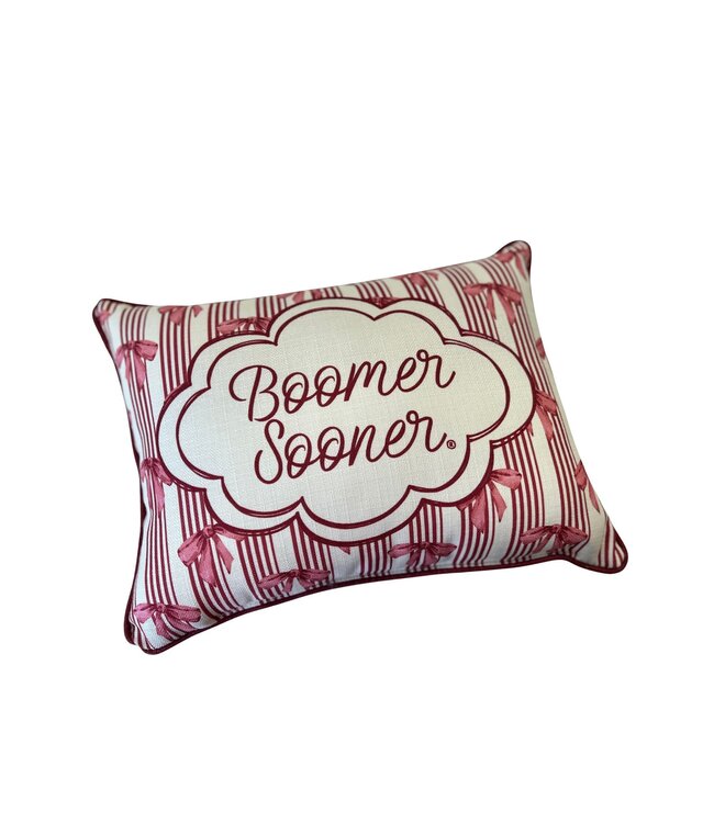 Boomer Sooner Bow Pattern Pillow + Piping