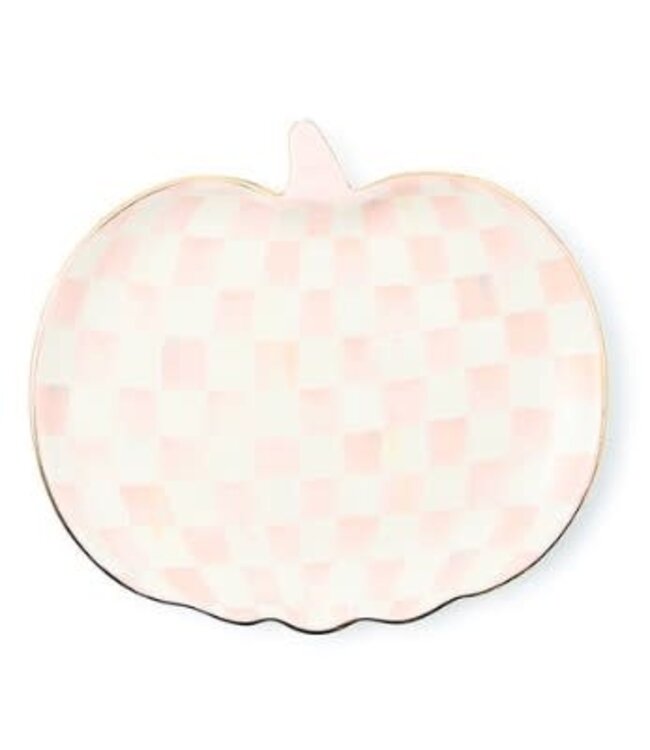 MACKENZIE CHILDS Rosy Check Pumpkin Ceramic Dessert Plate