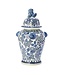 Blue & White Peony Flower Temple Jar