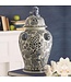 Blue & White Peony Flower Temple Jar