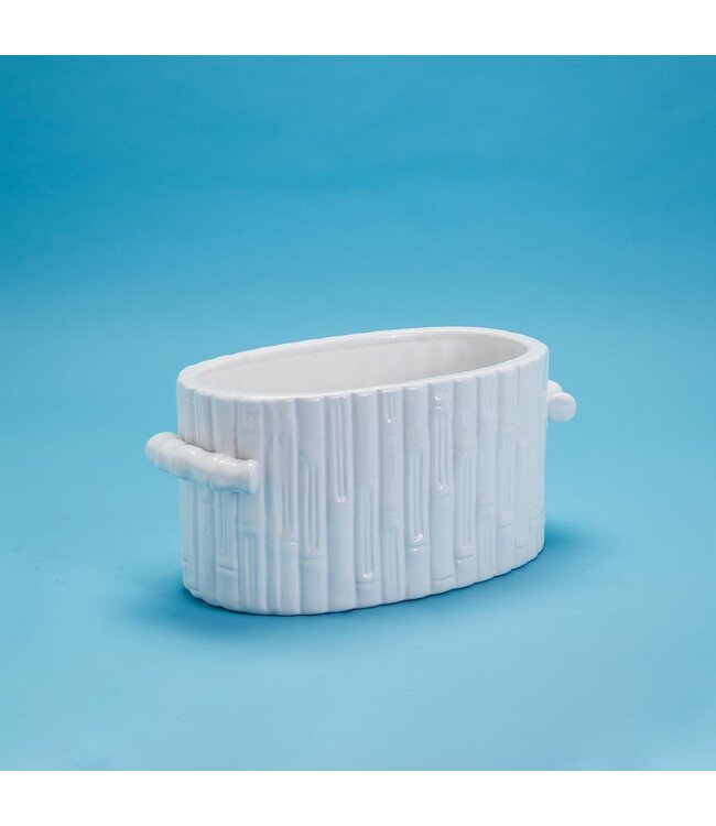 Faux Bamboo Oval Centerpiece / Cachepot with Handles