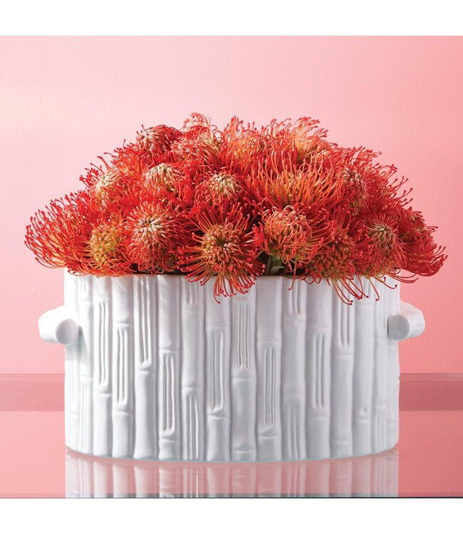 Faux Bamboo Oval Centerpiece / Cachepot with Handles