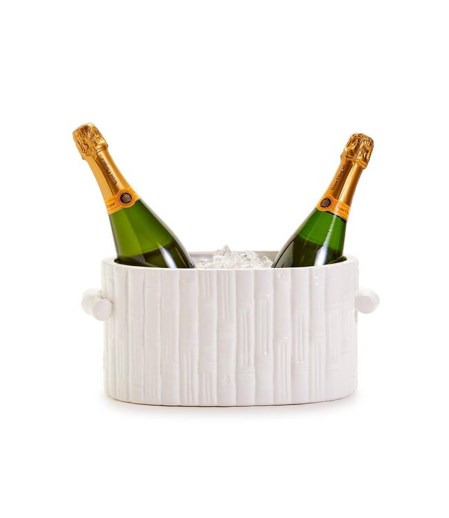 Faux Bamboo Oval Centerpiece / Cachepot with Handles