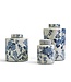 Japanese Blossom Blue and White Decorative Tea Jars with Crackle Finish