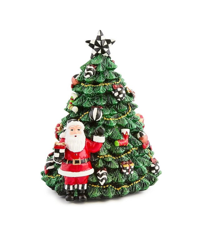MACKENZIE CHILDS Courtly Christmas Tree Rotating Music Box