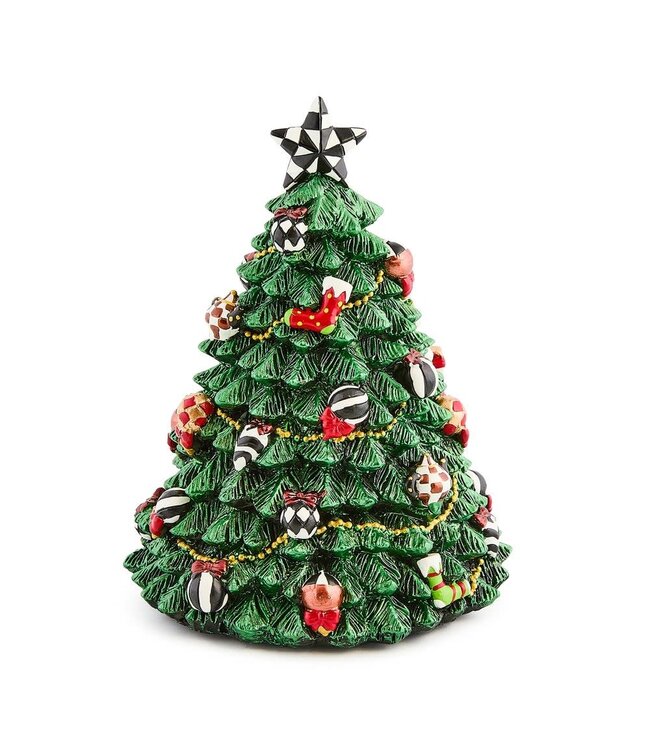 MACKENZIE CHILDS Courtly Christmas Tree Rotating Music Box