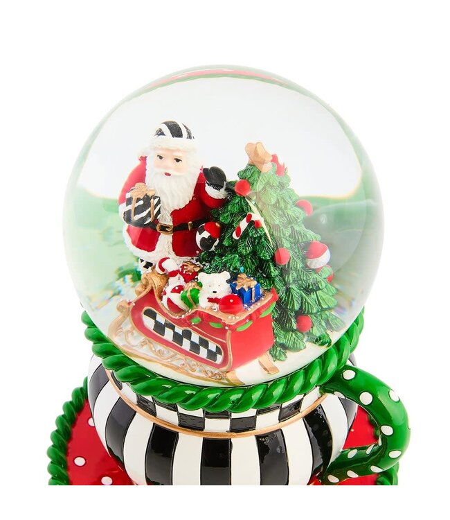 MACKENZIE CHILDS Check It Out Teacup Snow Globe