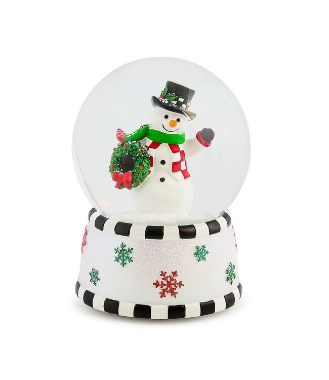 MACKENZIE CHILDS Check It Out Snowman Snow Globe