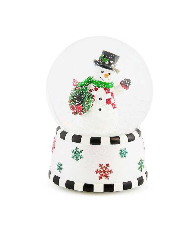 MACKENZIE CHILDS Check It Out Snowman Snow Globe