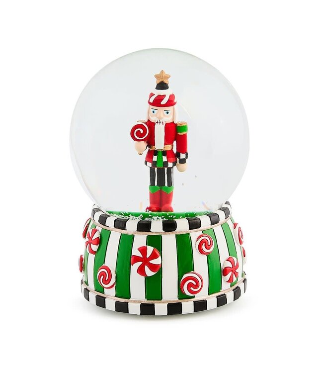 MACKENZIE CHILDS Candy Cottage Nutcracker Snow Globe