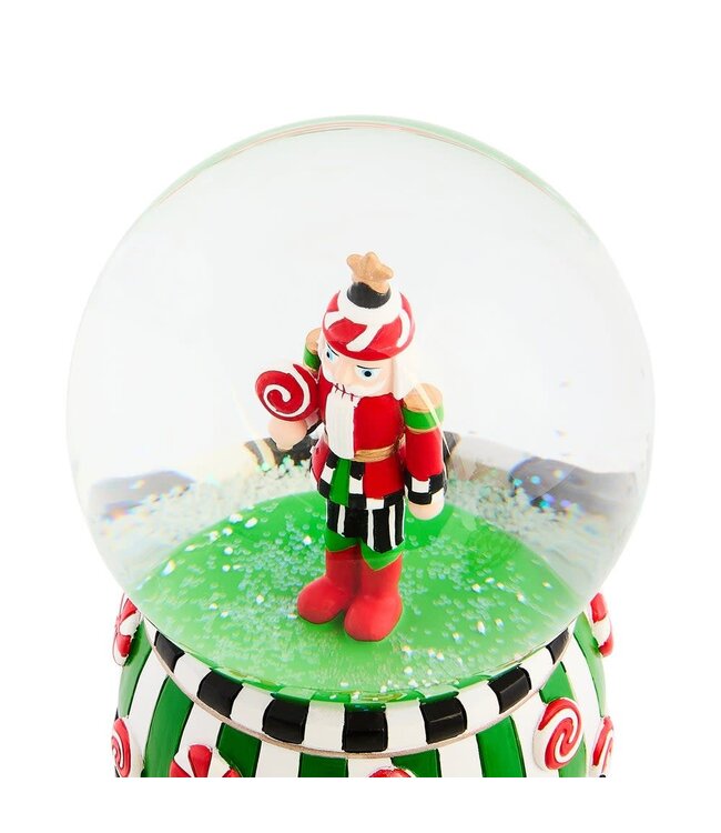 MACKENZIE CHILDS Candy Cottage Nutcracker Snow Globe