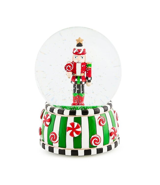 MACKENZIE CHILDS Candy Cottage Nutcracker Snow Globe