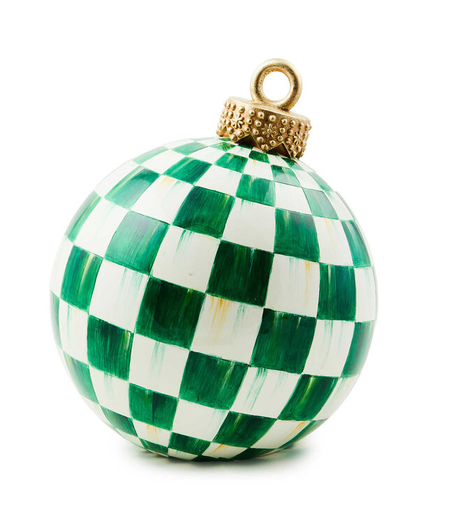 MACKENZIE CHILDS Dark Green Check Tabletop Ornament