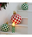 MACKENZIE CHILDS Dark Green Check Tabletop Ornament