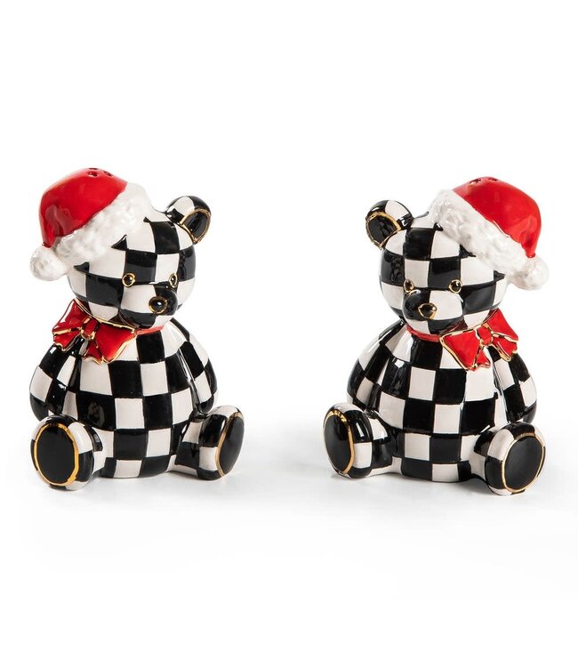 MACKENZIE CHILDS Courtly Santa Bear Salt & Pepper Set