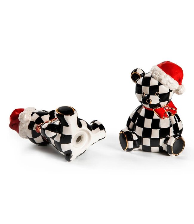 MACKENZIE CHILDS Courtly Santa Bear Salt & Pepper Set