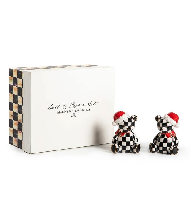 MACKENZIE CHILDS Courtly Santa Bear Salt & Pepper Set