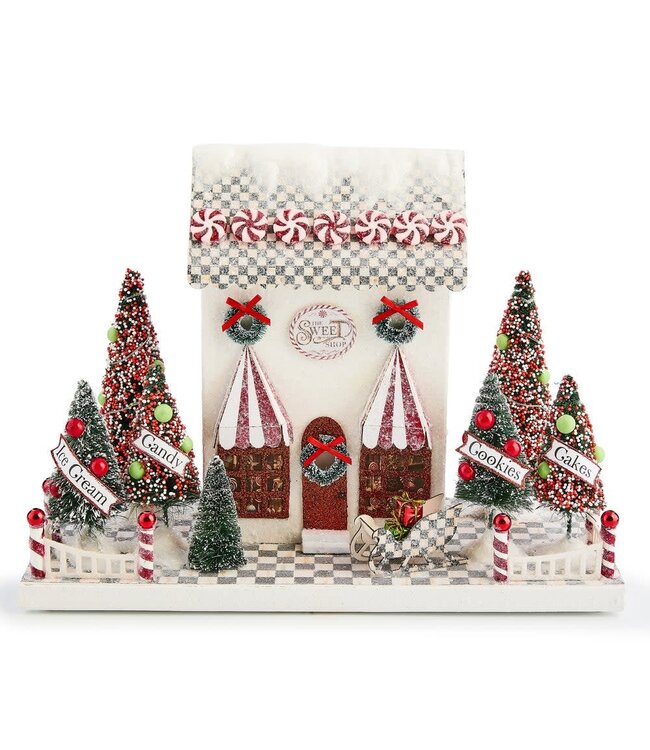 MACKENZIE CHILDS Check It Out Illuminated Sweet Shop Paper House