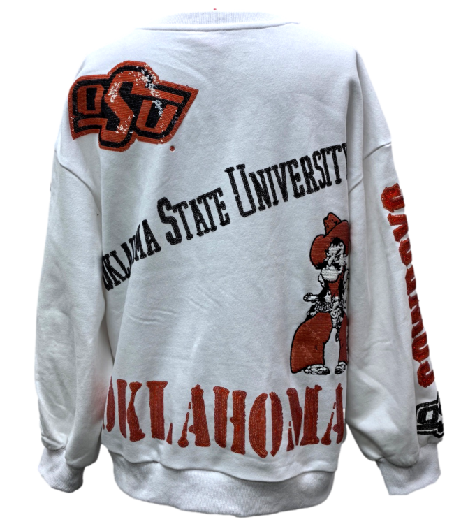 Abigail Licensed Ok State Big Icons Scattered All Over Sweatshirt